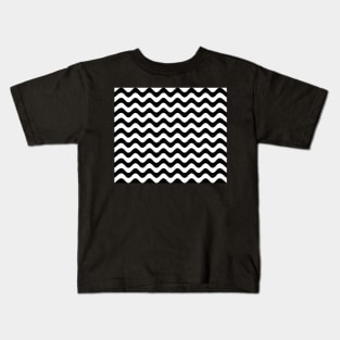 Black And White Wavy Pattern Kids T-Shirt